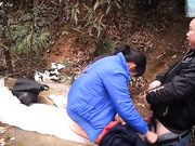 胖哥和野鸡在公园小山上苟合