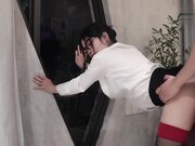 出轨小奶狗小哥哥，年轻体力就是好，被小哥哥操的爽上天了_无套内射