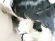 先自慰，毛毛很旺盛，第一视角口交无套啪啪，高潮迭起叫床声很大_