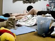 家庭摄像头破解强开小夫妻私密生活变态长毛男癖好特殊抱着女友屁股亲吻脱光衣服口水润滑互搞妹子奶子好大