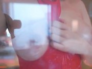 E奶嫩模把玩水晶道具被摄影揉奶揩油