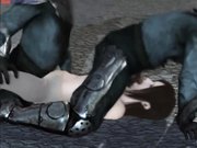 性感白嫩的黑发女神被外星战士抓到后插满身上的每一个洞