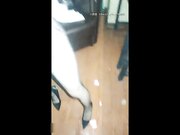 黑丝女炮友不去开房直接在网吧包房玩3p